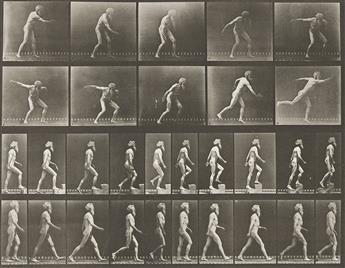 EADWEARD MUYBRIDGE (1830-1904) A selection of 4 plates from Animal Locomotion, including one of Muybridge staging himself. 1887.